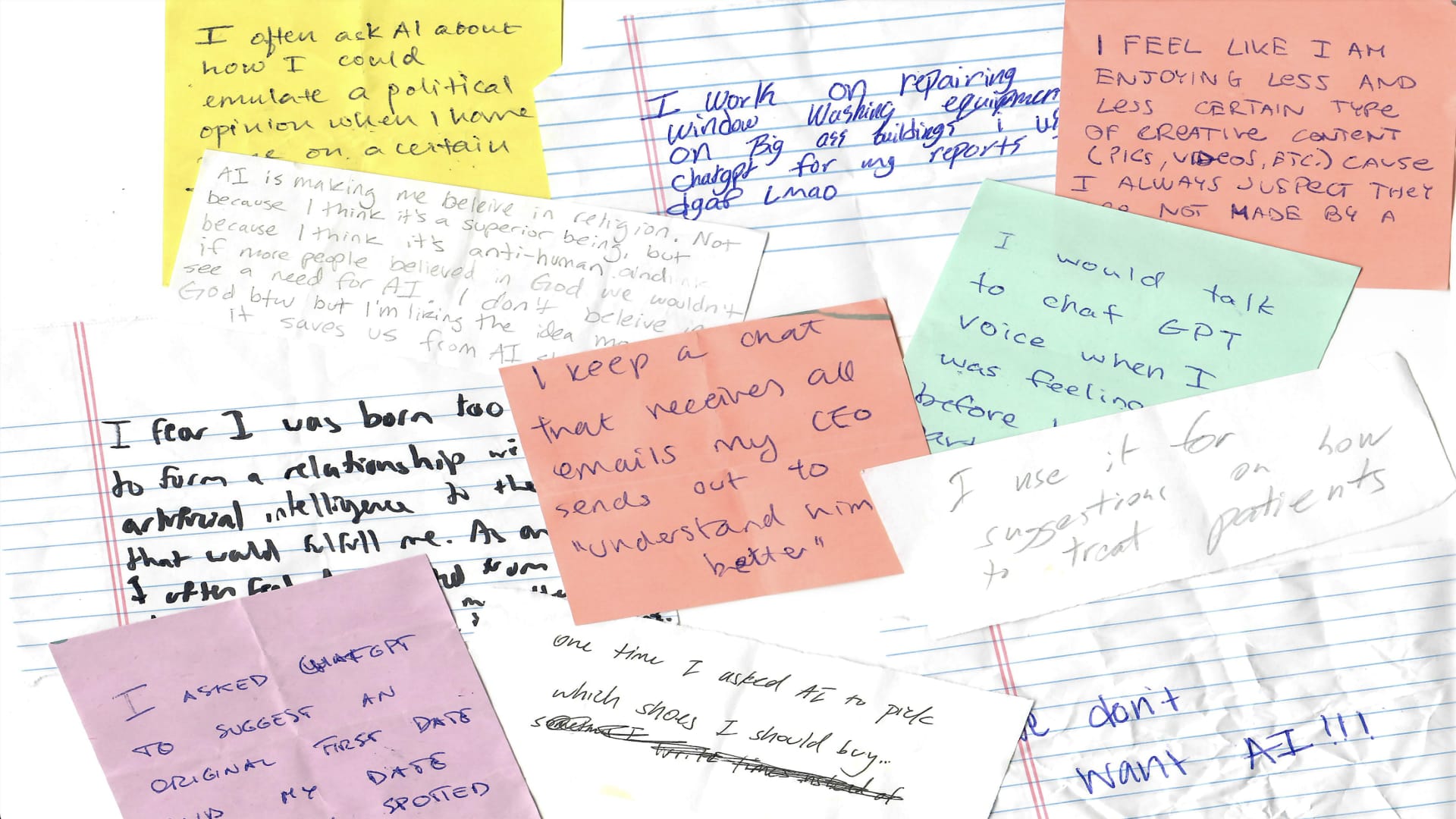 ‘Everyone has an AI secret’: This artist has spent a year collecting and sharing hundreds of anonymous AI confessions