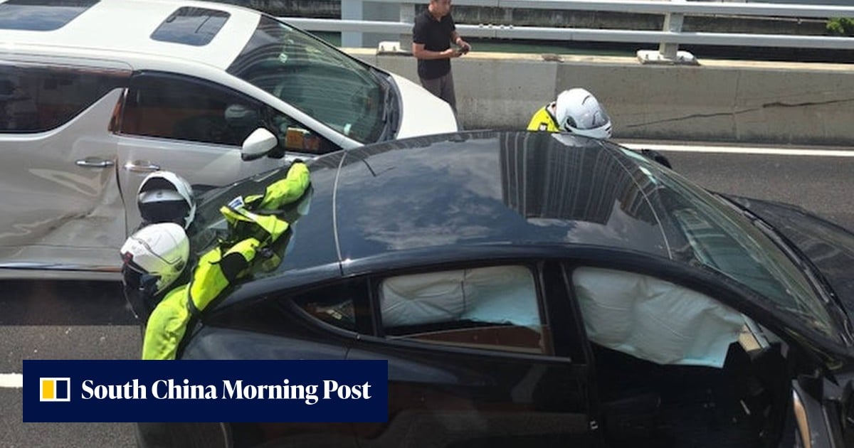 Driver dies after Tesla collides with 2 cars on Hong Kong expressway